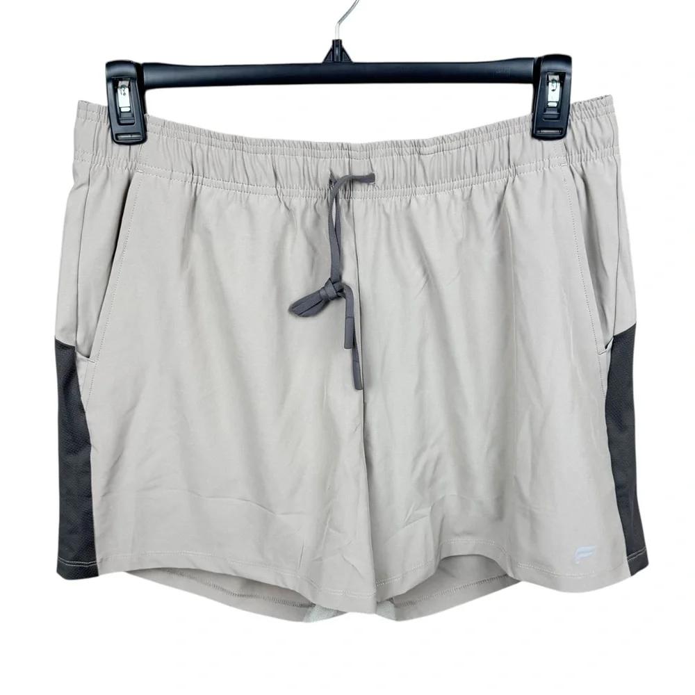 Mens Fabletics Light Gray Khaki The Infinite Short Lined 5in Active Shorts